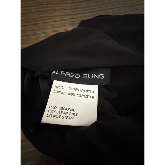 Alfred Sung Black JERSEY BODICE MIKADO Full Length Gown Dress Sz 8 D737 - Picture 7 of 12